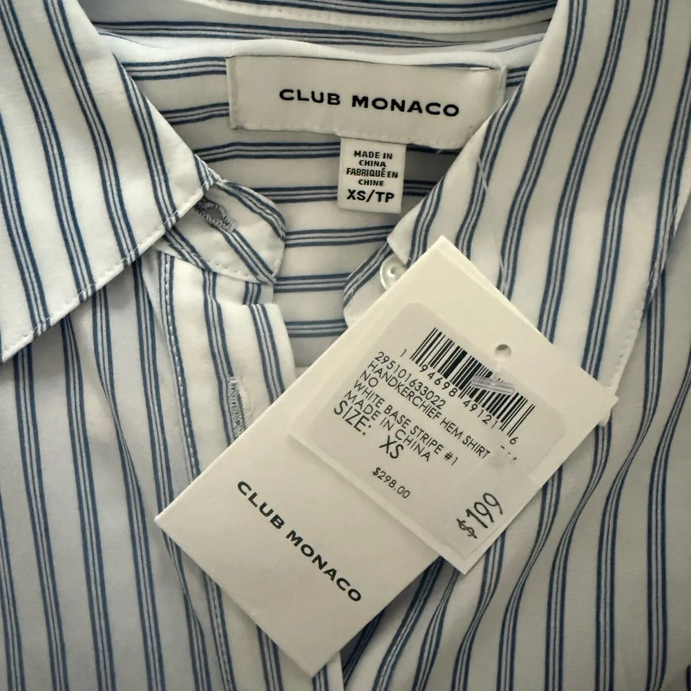Club Monaco Striped Handkerchief Hem Shirt Dress - Picture 6 of 7